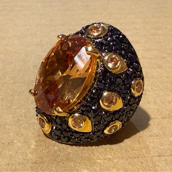 Joan Boyce Gold Plated Cocktail Ring Chunky size 6
